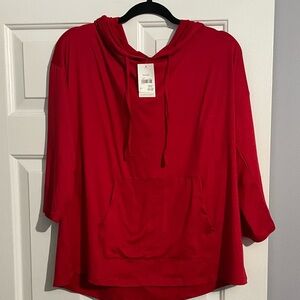NWT Red Hooded Pullover with Front Pocket
